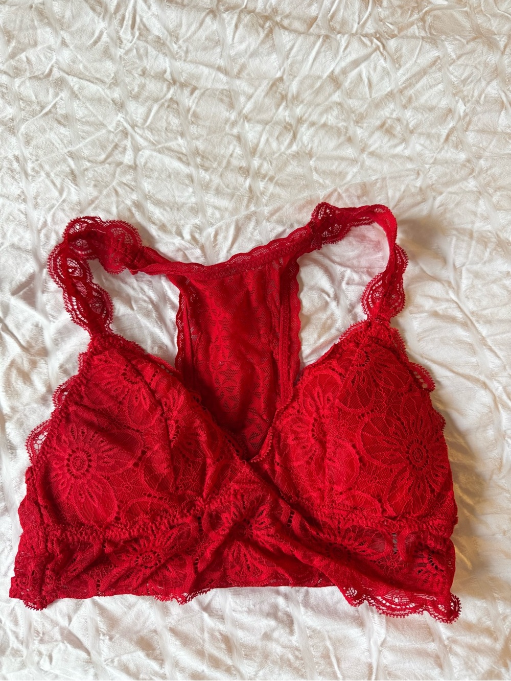 aerie - red lace bralette